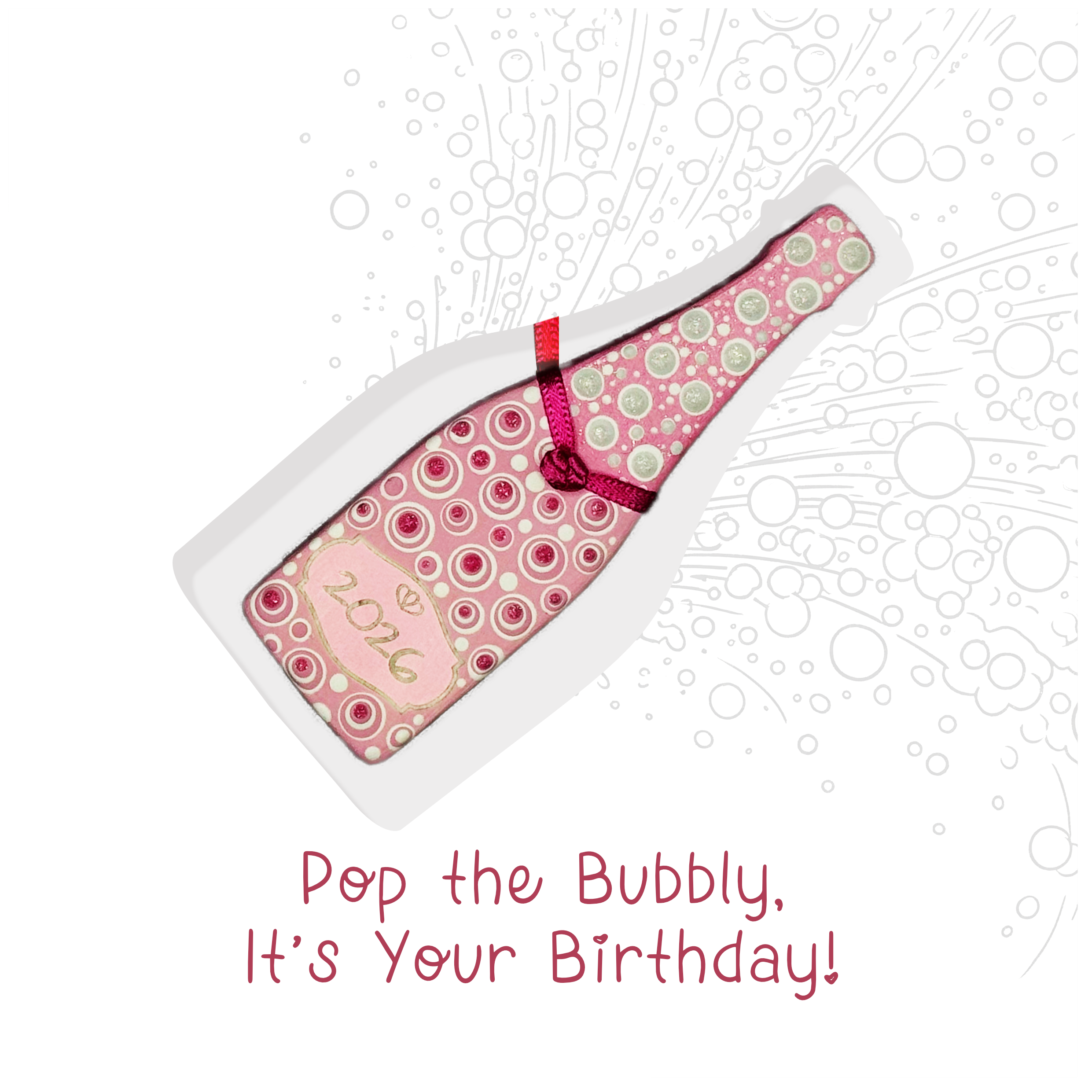 Pop the Bubbly" | Personalised Pink Bottle Keepsake Card
