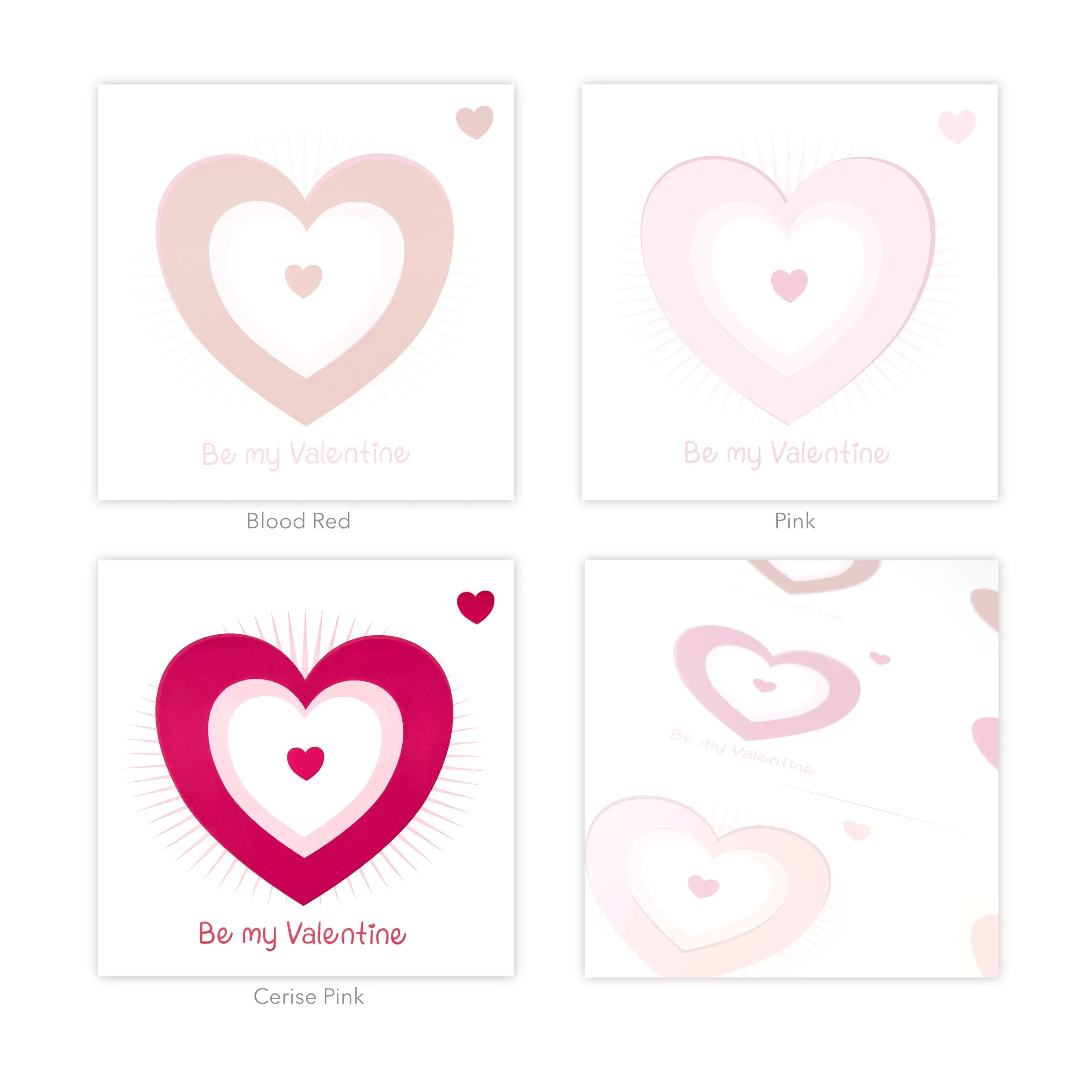 Cerise pink handmade ceramic Valentine’s card with layered heart design and ‘Be my Valentine’ text.