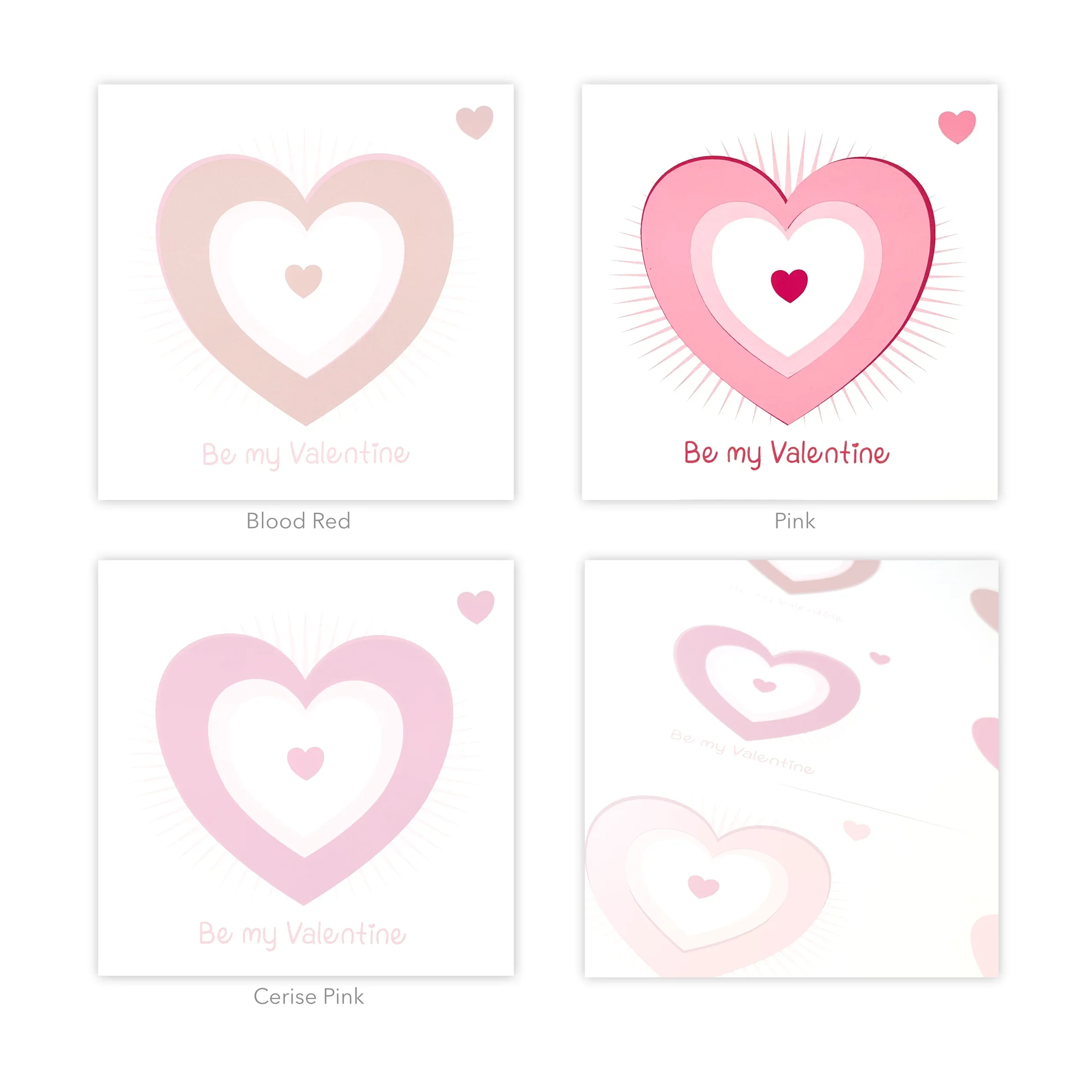 Handmade ceramic Valentine’s card with layered pink heart design and 'Be my Valentine' text.